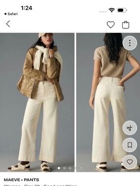Maeve cream wide legged cropped Collette pants linen